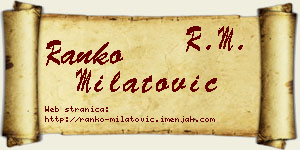 Ranko Milatović vizit kartica